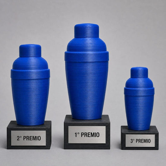 Set Podio Bartender e Mixology Personalizzato, 3 6 o 10 Trofei per Gare Cocktail, Scuole, Locali e Aziende con Logo