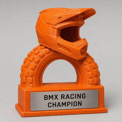 Trofeo BMX Racing Personalizzato, Premio per Gara e Pump Track con Logo e Targhetta Effetto Acciaio