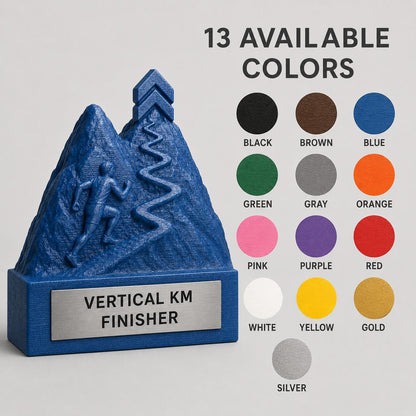 Trofeo Chilometro Verticale Personalizzato, Premio Vertical KM e Skyrunning con Logo e Targhetta Effetto Acciaio