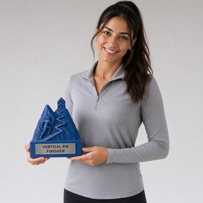 Trofeo Chilometro Verticale Personalizzato, Premio Vertical KM e Skyrunning con Logo e Targhetta Effetto Acciaio