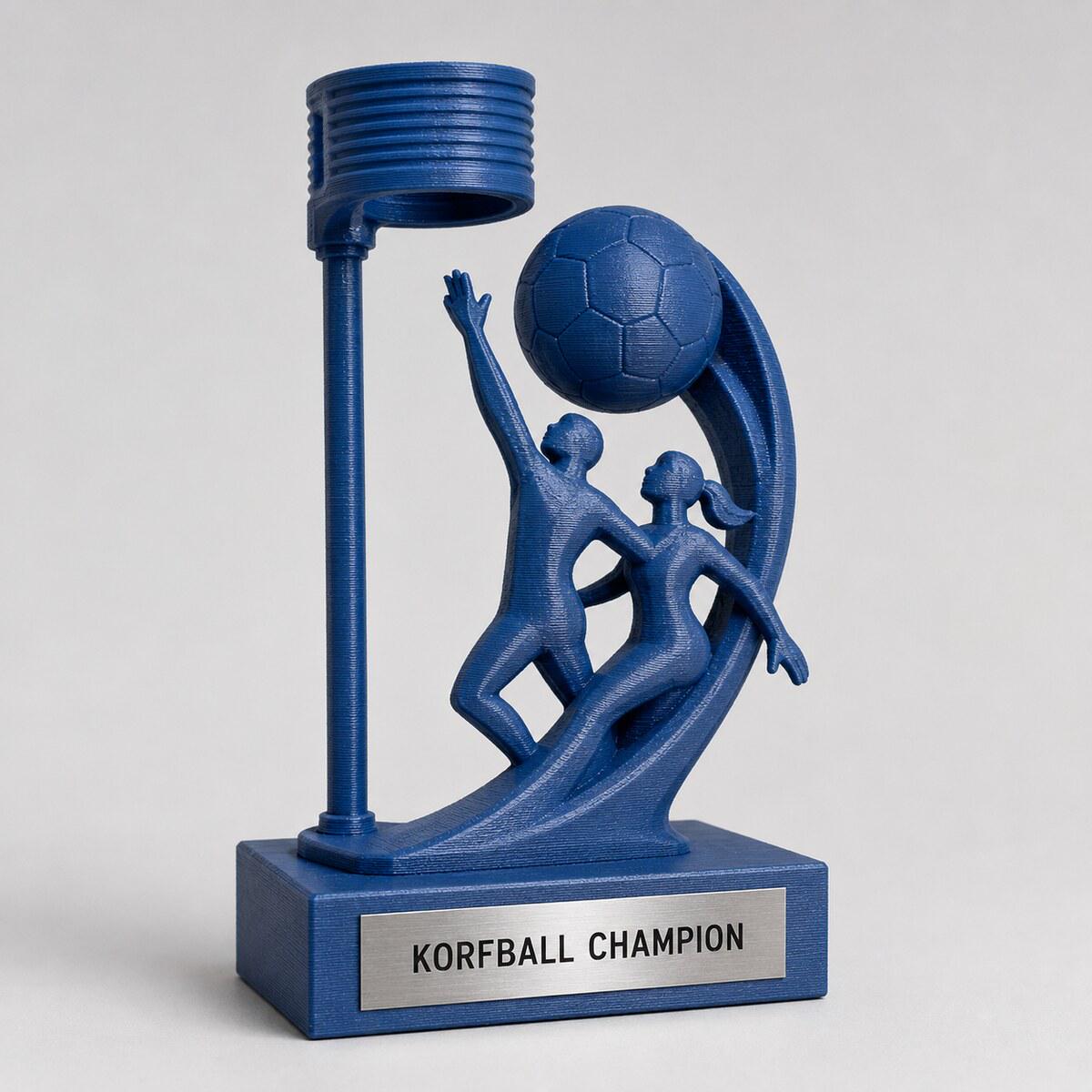 Trofeo Korfball Personalizzato, Premio Korfbal per Torneo e Club con Logo e Targhetta Effetto Acciaio
