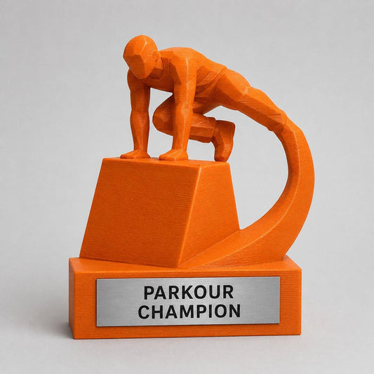 Trofeo Parkour Personalizzato, Premio Freerunning per Gara, Jam e Club con Logo e Targhetta Effetto Acciaio