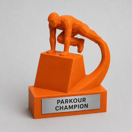 Trofeo Parkour Personalizzato, Premio Freerunning per Gara, Jam e Club con Logo e Targhetta Effetto Acciaio