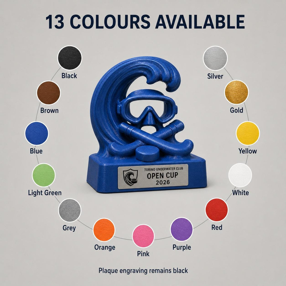 Trofeo Hockey Subacqueo Personalizzato, Premio Underwater Hockey per Torneo e Club con Logo e Targhetta