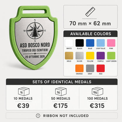 Set da 10 Medaglie Orienteering Personalizzate, Premio Gara Outdoor per Club e Associazioni con Logo e Data
