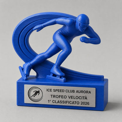 Trofeo Pattinaggio di Velocità Personalizzato, Premio Speed Skating per Gara e Club con Logo e Targhetta