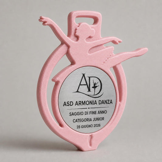Set da 10 Medaglie Danza Classica Personalizzate, Premio Saggio Ballerina per Scuole e ASD con Logo, Categoria e Data