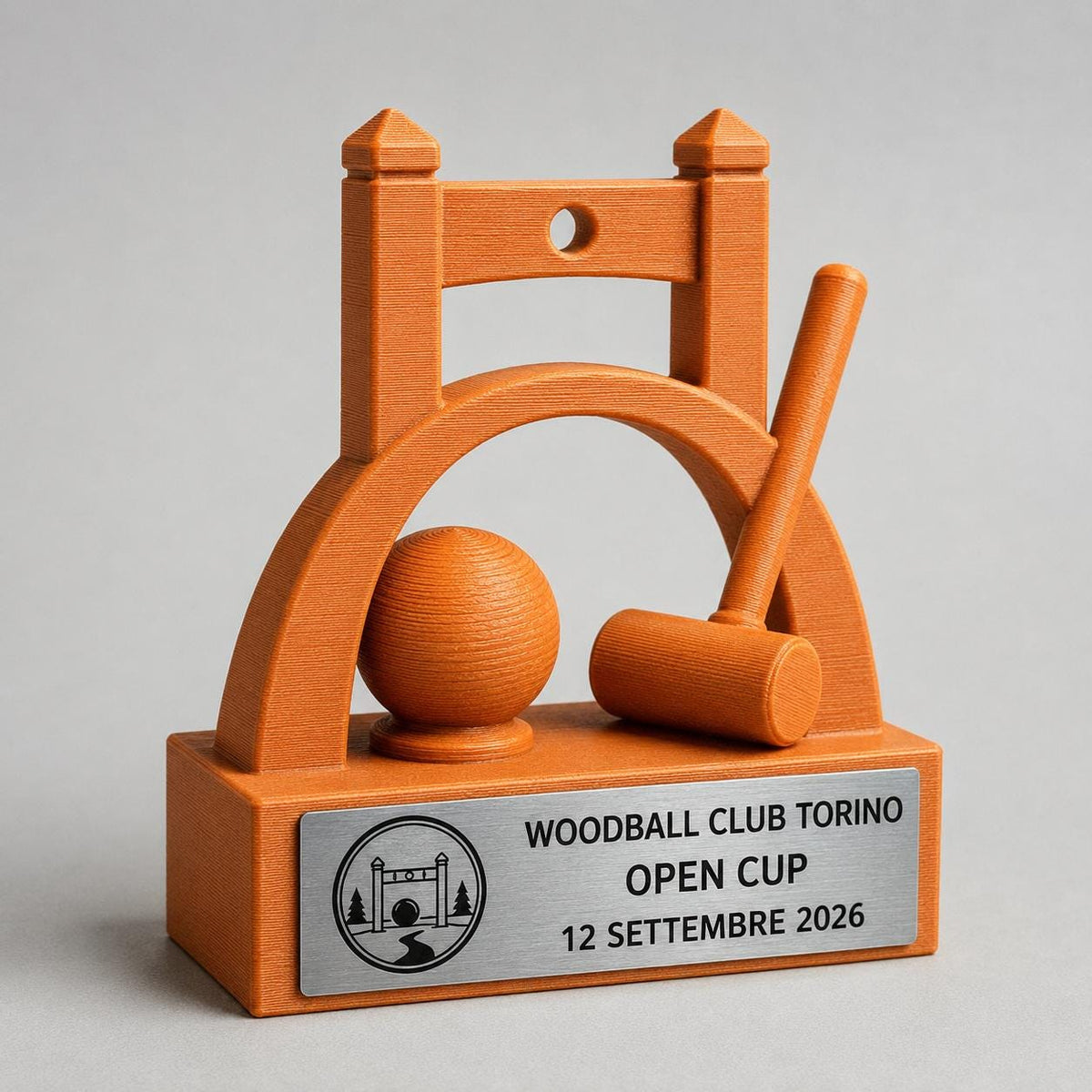 Trofeo Woodball Personalizzato, Premio Gara e Club con Mazza, Porta, Logo e Targhetta