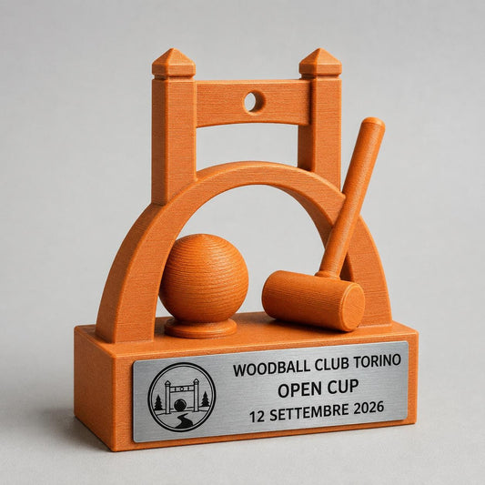 Trofeo Woodball Personalizzato, Premio Gara e Club con Mazza, Porta, Logo e Targhetta