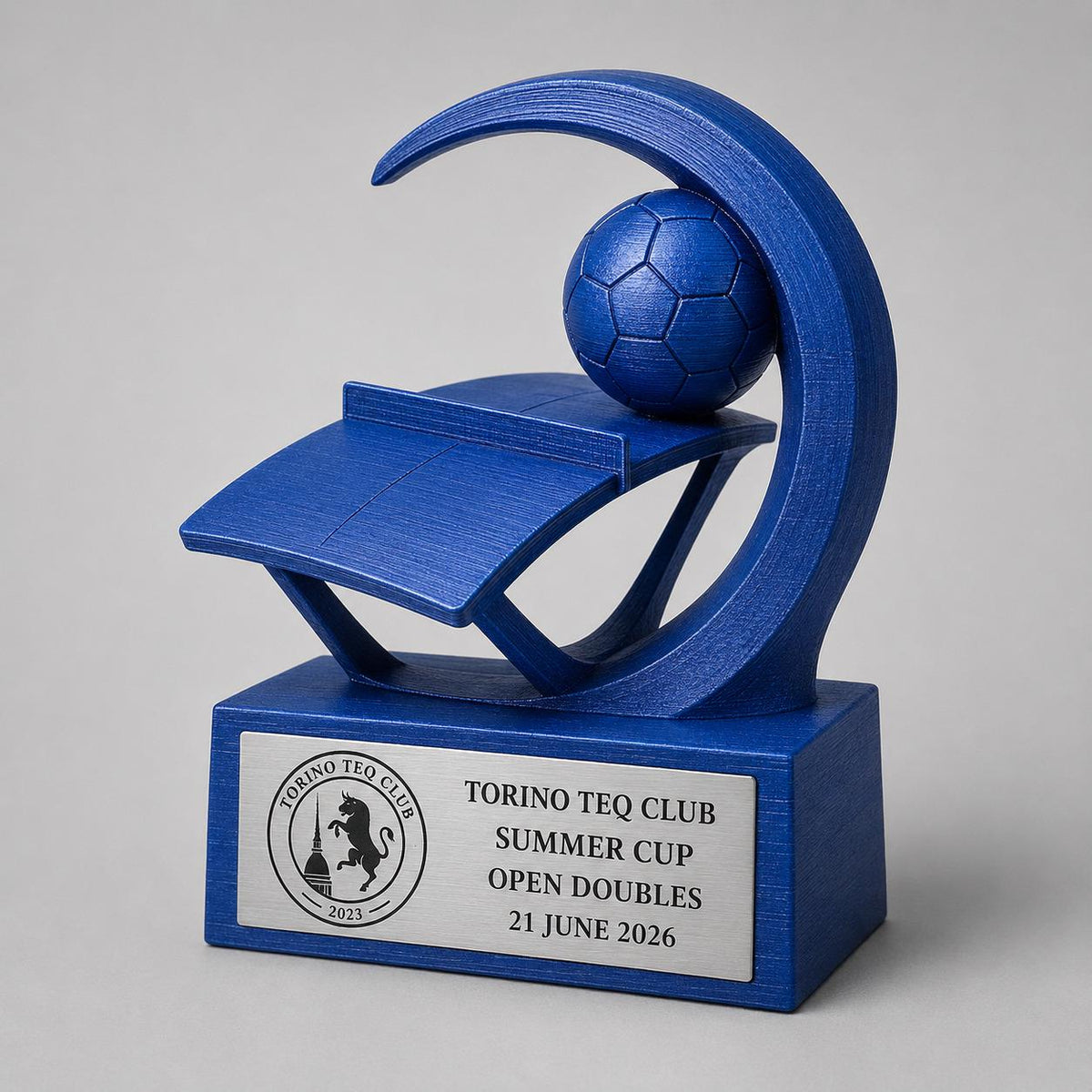 Trofeo Teqball Personalizzato, Premio Torneo per Club e Squadre con Pallone, Logo e Targhetta