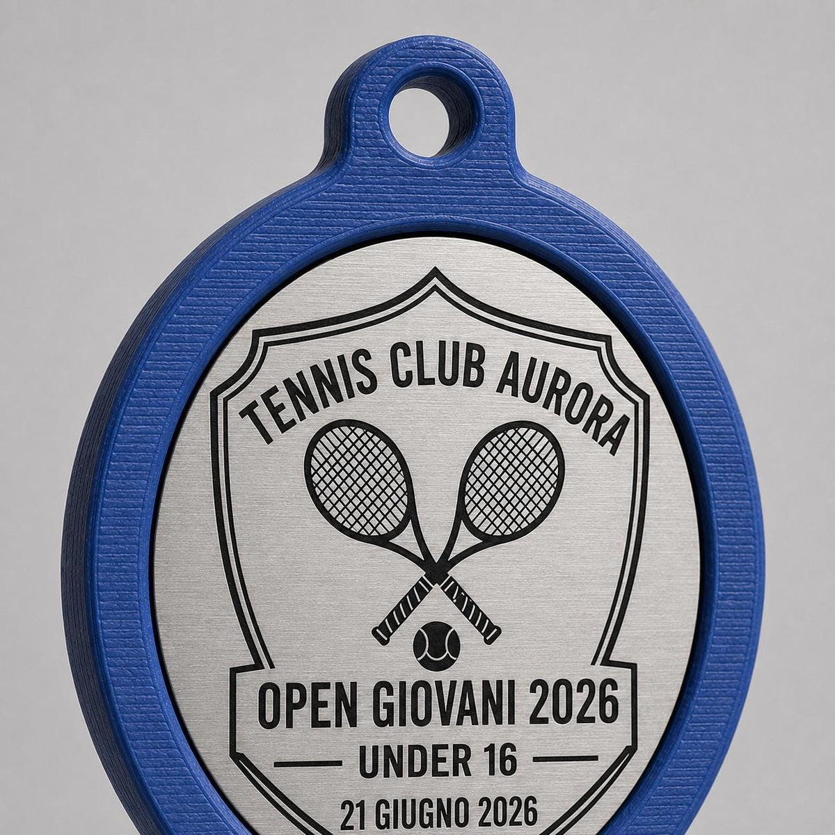 Set da 10 Medaglie Tennis Personalizzate, Forma Racchetta per Tornei e Club con Logo, Categoria e Data