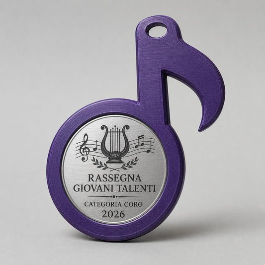 Set da 10 Medaglie Musica Personalizzate, Forma Nota Musicale per Saggi e Concorsi con Logo, Categoria e Data