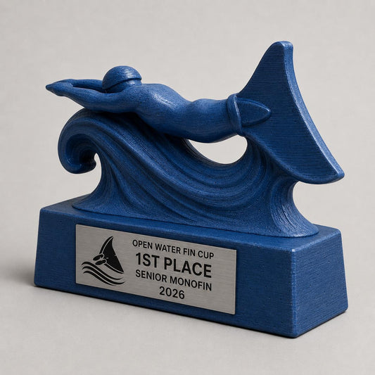 Trofeo Nuoto Pinnato Personalizzato, Premio Finswimming per Gara, Club e Categoria con Logo e Targhetta