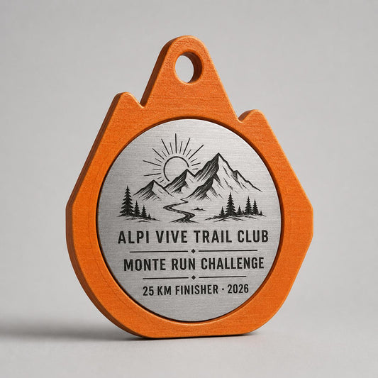 Set da 10 Medaglie Trail Running Personalizzate, Forma Montagna per Gare, Club e Associazioni con Logo, Categoria e Data