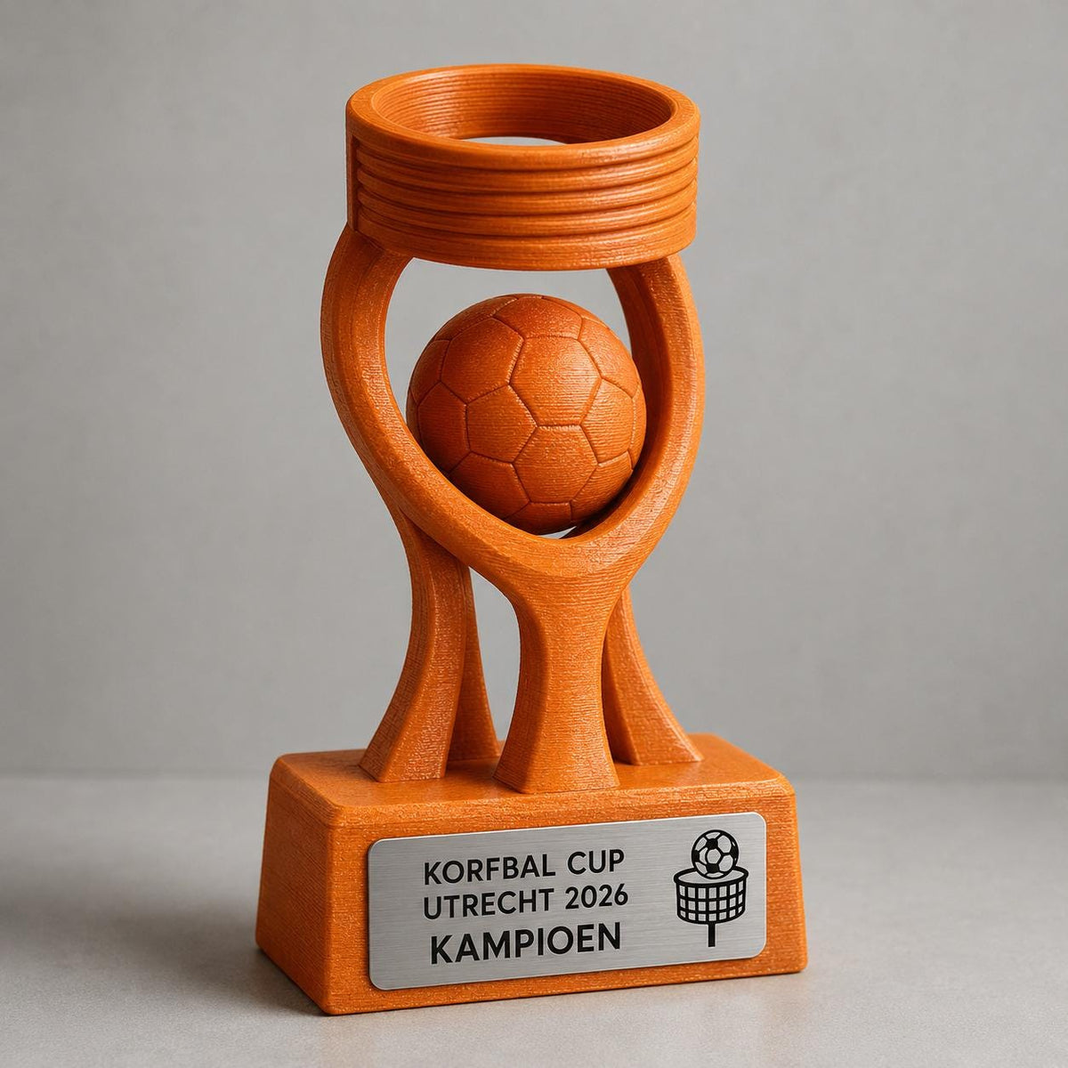 Trofeo Korfbal Personalizzato con Canestro e Palla, Premio Korfball per Tornei, Club e Squadre con Logo e Targhetta