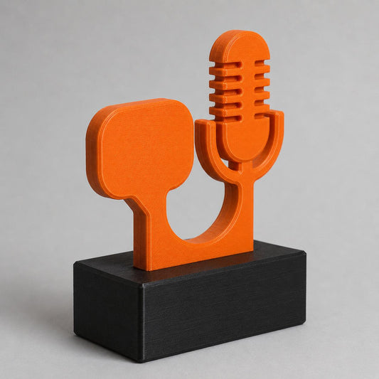 Trofeo Debate Scolastico Personalizzato con Microfono e Fumetto, Premio Oratoria per Scuole, Concorsi e Squadre