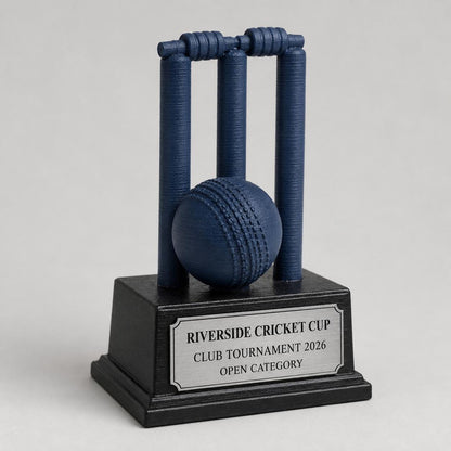 Trofeo Cricket Personalizzato con Wicket e Palla, Premio Torneo per Club, Scuole e Categorie con Logo