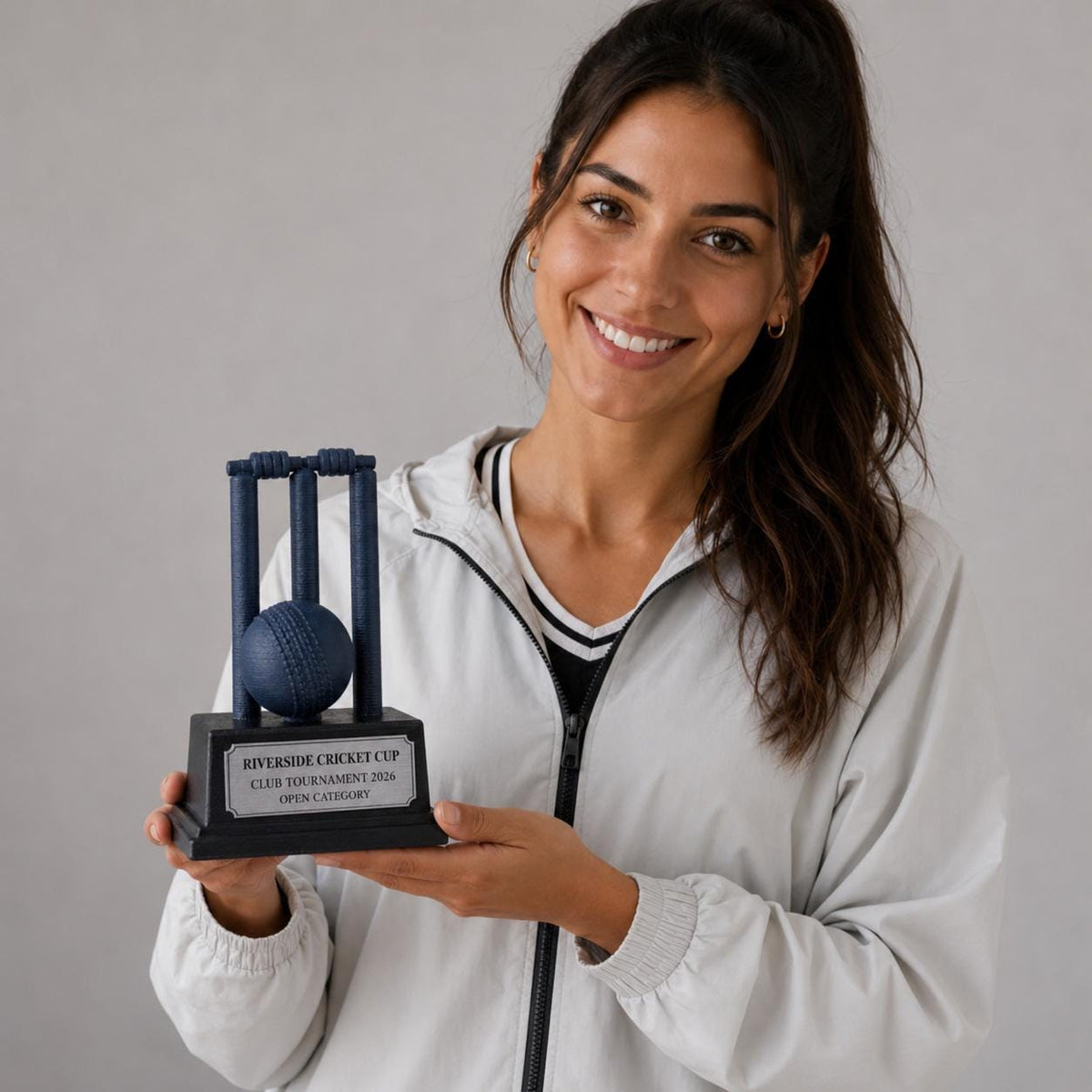 Trofeo Cricket Personalizzato con Wicket e Palla, Premio Torneo per Club, Scuole e Categorie con Logo