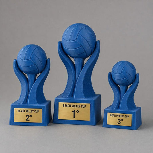 Set Podio Beach Volley Personalizzato, 3 6 o 10 Trofei per Tornei, Club, Scuole e Squadre con Logo