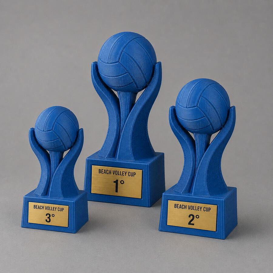 Set Podio Beach Volley Personalizzato, 3 6 o 10 Trofei per Tornei, Club, Scuole e Squadre con Logo