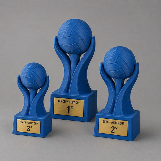 Set Podio Beach Volley Personalizzato, 3 6 o 10 Trofei per Tornei, Club, Scuole e Squadre con Logo