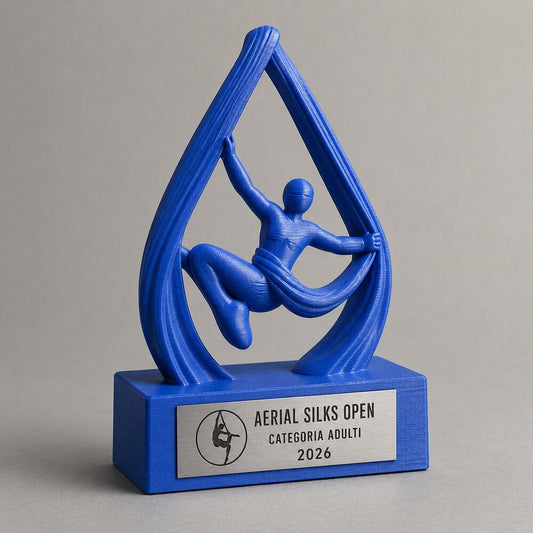 Trofeo Tessuti Aerei Personalizzato, Premio Sportivo per Gare, Saggi, Palestre e Club con Logo e Targhetta Incisa