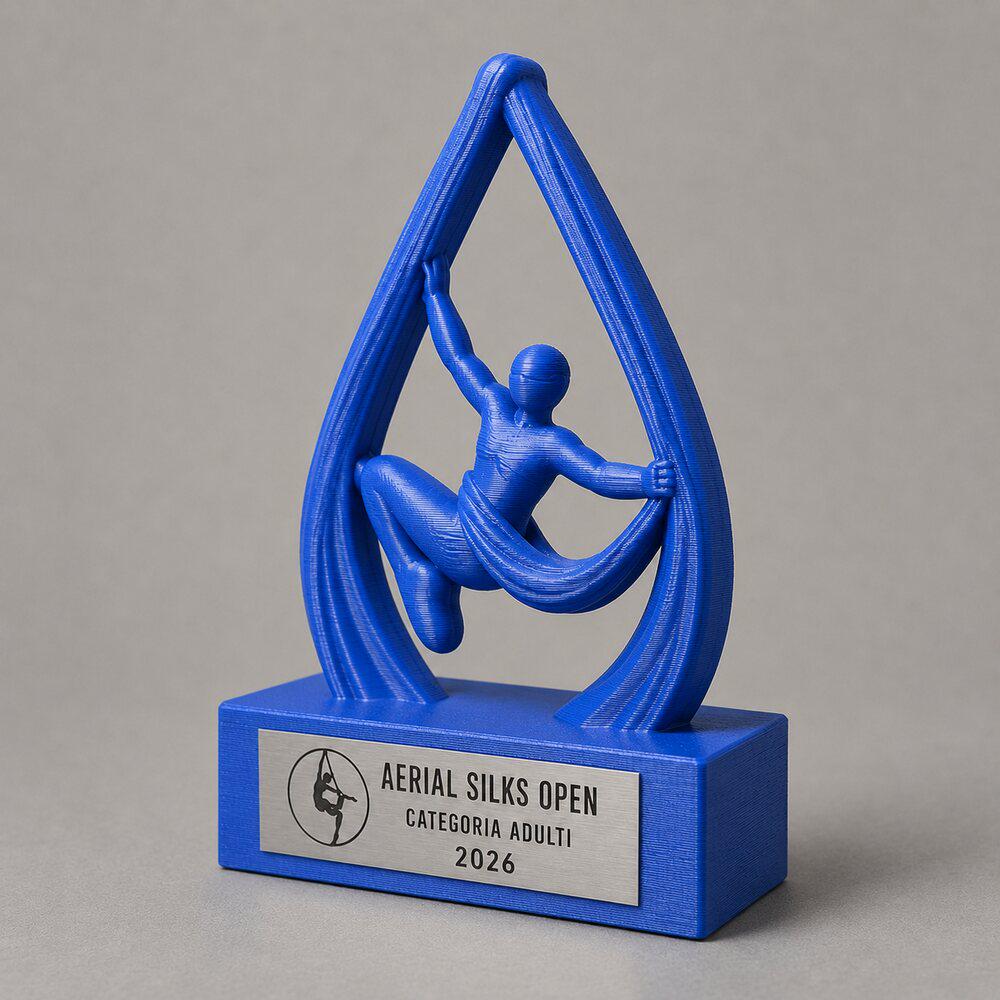 Trofeo Tessuti Aerei Personalizzato, Premio Sportivo per Gare, Saggi, Palestre e Club con Logo e Targhetta Incisa