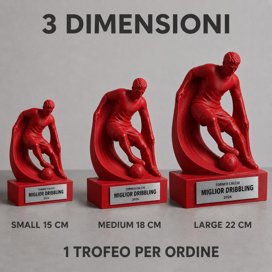 Trofeo Calcio Dribbling Personalizzato, Premio 3D per Tornei, Giocatori, Club e Scuole con Logo