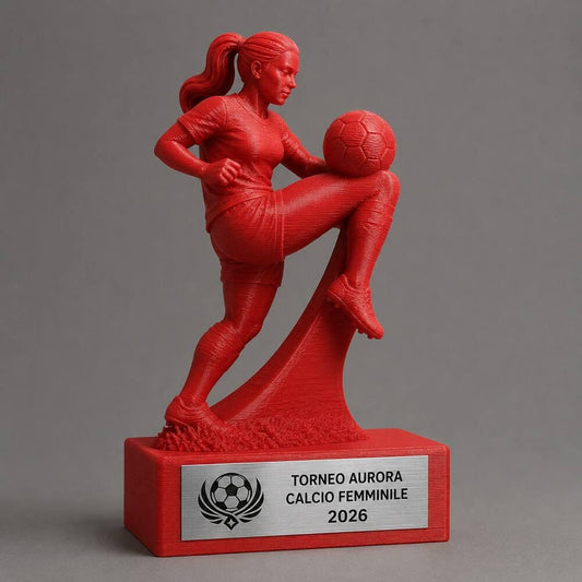 Trofeo Calcio Femminile Personalizzato, Premio 3D Calciatrice per Tornei, Club, Squadre e Scuole con Logo