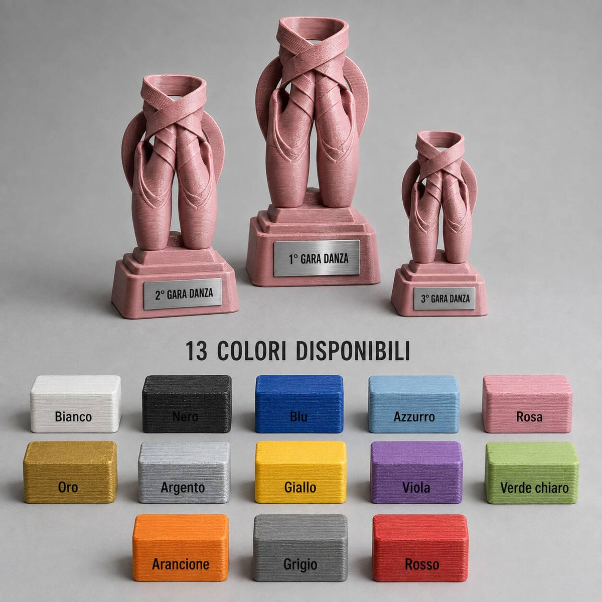 Set Trofei Danza Scarpette da Punta Personalizzato, 3 6 o 10 Premi per Saggi, Concorsi e Scuole con Logo