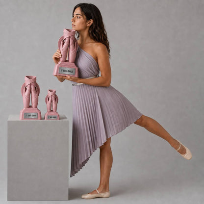 Set Trofei Danza Scarpette da Punta Personalizzato, 3 6 o 10 Premi per Saggi, Concorsi e Scuole con Logo
