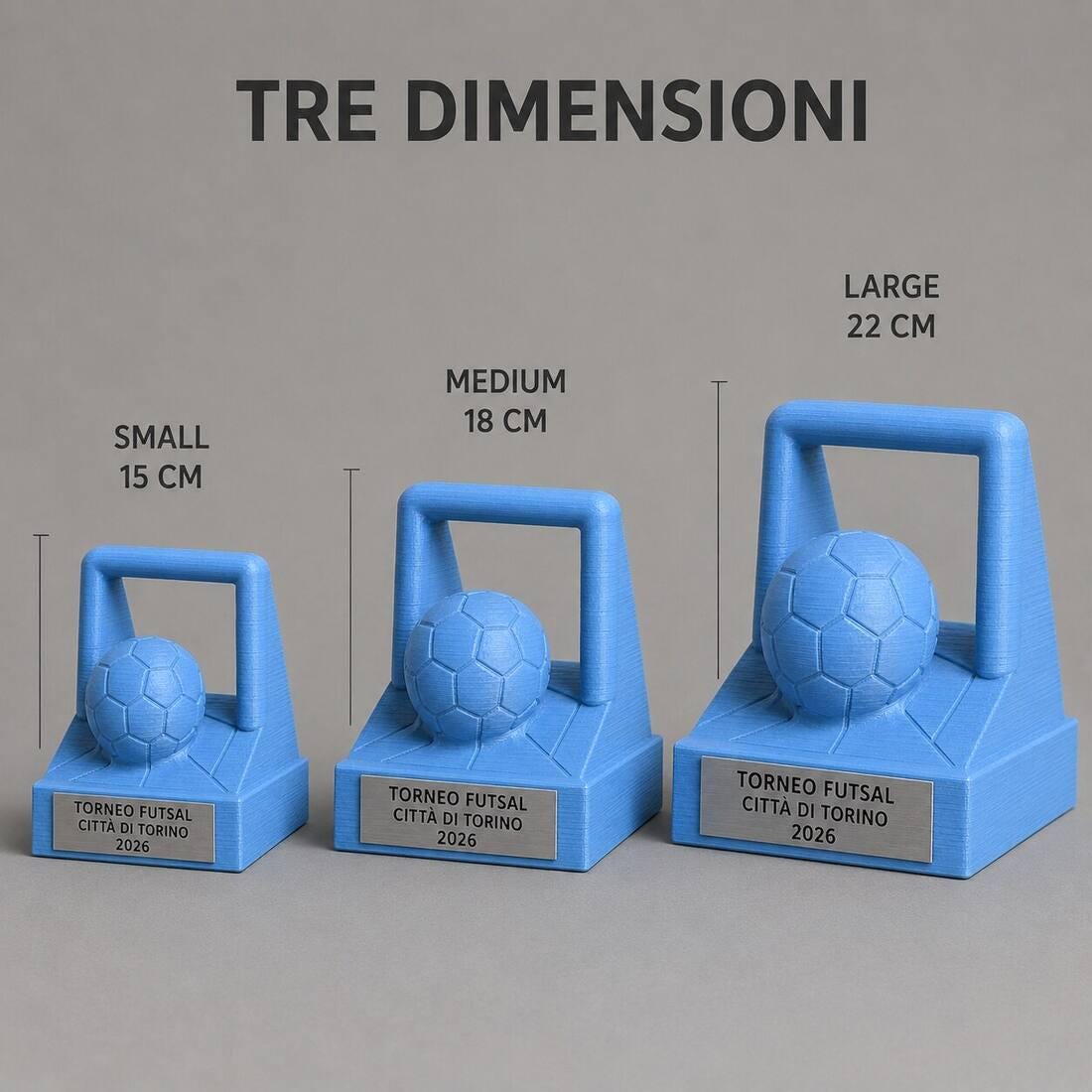 Trofeo Futsal Personalizzato, Premio Calcio a 5 con Porta e Pallone 3D per Tornei, Club e Scuole