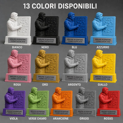 Trofeo Allenatore Calcio Personalizzato, Premio 3D con Lavagna Tattica per Mister, Club, Tornei e Scuole Calcio