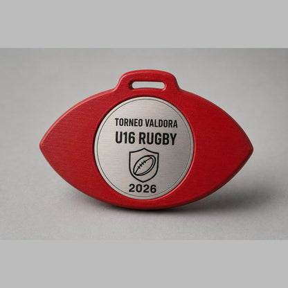 Set da 10 Medaglie Rugby Tutte Uguali, Forma Pallone per Tornei, Club, Scuole e Associazioni