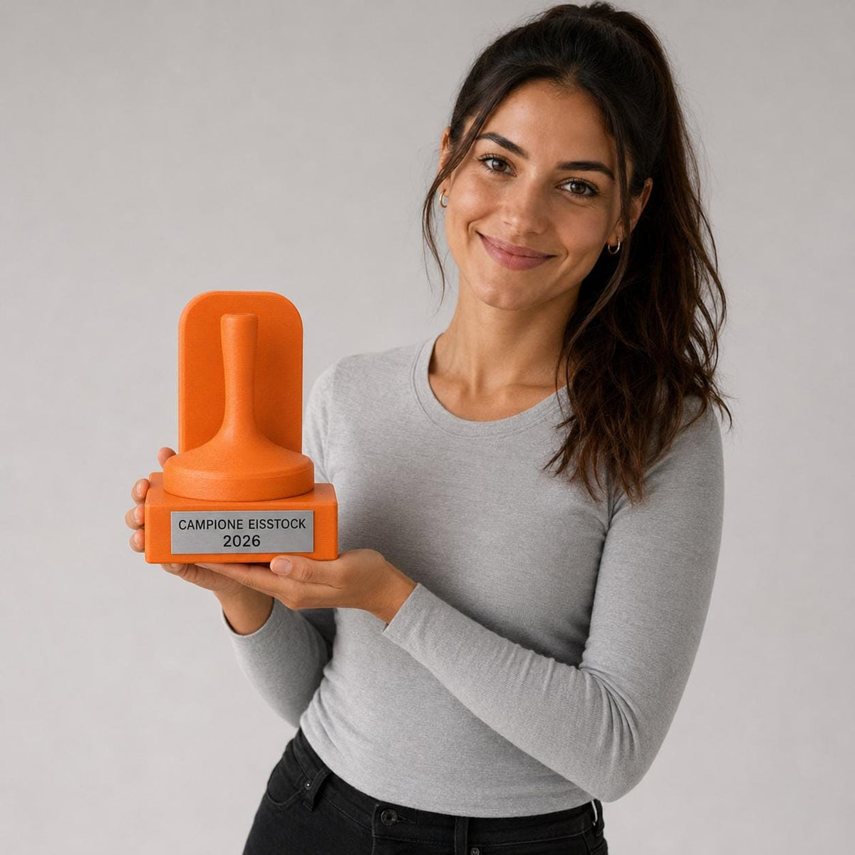 Trofeo Eisstock Personalizzato, Premio Ice Stock Sport per Tornei, Club e Gare su Ghiaccio con Targhetta Incisa