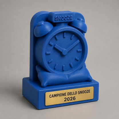 Trofeo Campione dello Snooze Personalizzato, Regalo Divertente per Dormiglione, Compleanno, Amico o Collega