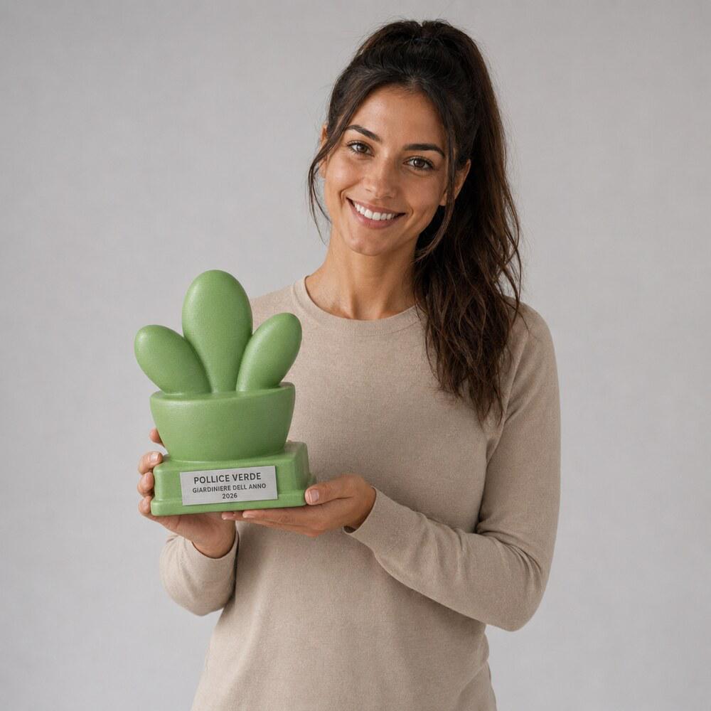 Trofeo Pollice Verde Personalizzato, Regalo Divertente per Giardinieri, Amici, Mamma, Nonna e Appassionati di Piante