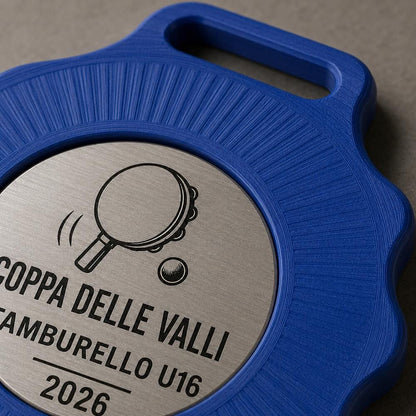 Set da 10 Medaglie Tamburello Personalizzate con Inserto Effetto Metallico per Tornei, Club e Scuole