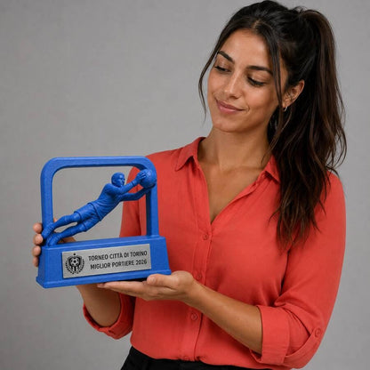 Trofeo Portiere in Parata Personalizzato, Premio Calcio 3D per Tornei, Club, Squadre e Scuole con Logo