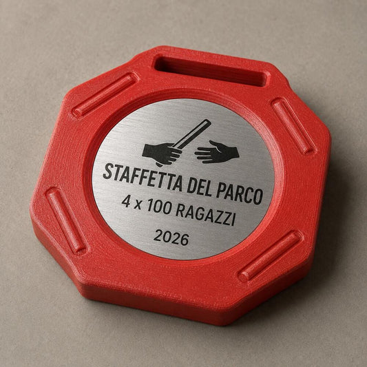 Set da 10 Medaglie Staffetta Personalizzate con Inserto Effetto Metallico per Gare, Scuole e Club