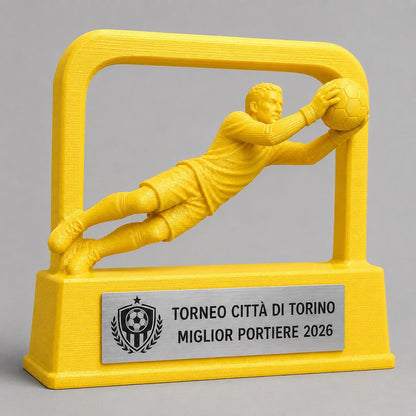 Trofeo Portiere in Parata Personalizzato, Premio Calcio 3D per Tornei, Club, Squadre e Scuole con Logo