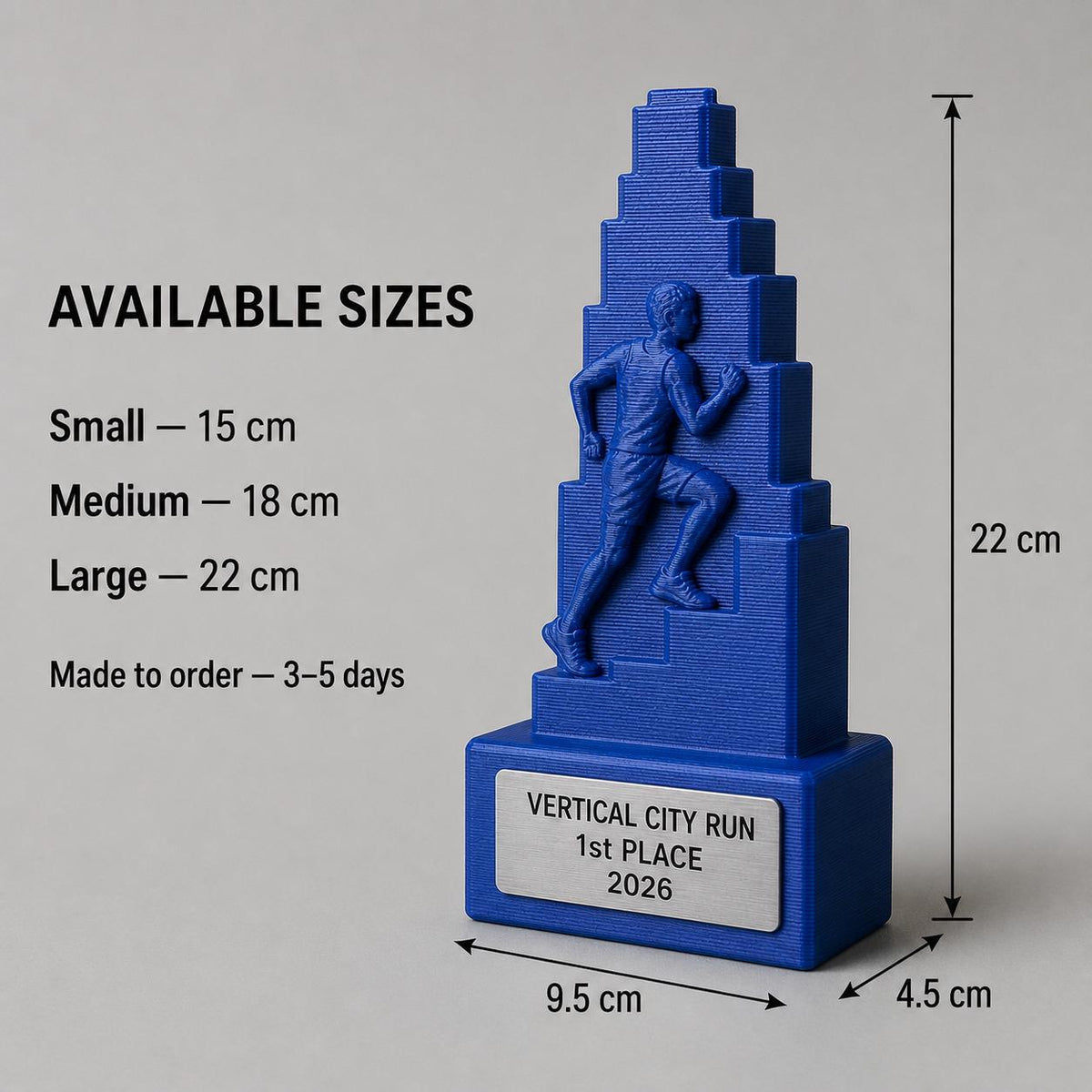 Trofeo Tower Running Personalizzato, Premio Sportivo per Gare Verticali, Club, Scuole e Associazioni