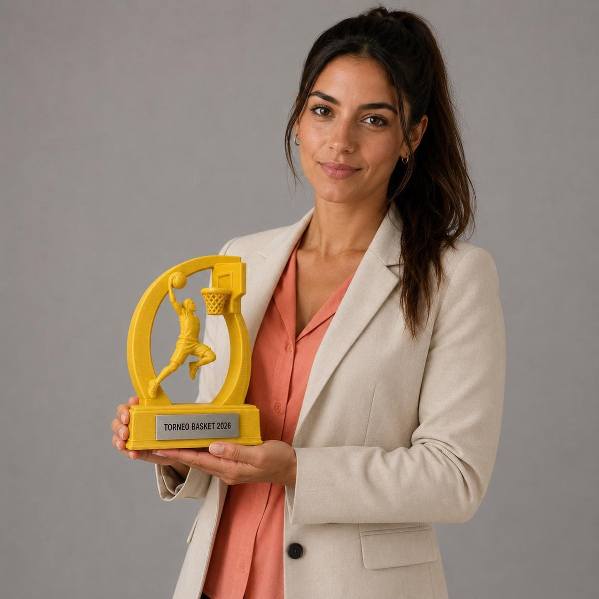 Trofeo Basket Personalizzato con Schiacciata, Premio Sportivo per Tornei e Squadre, 3 Dimensioni e 13 Colori