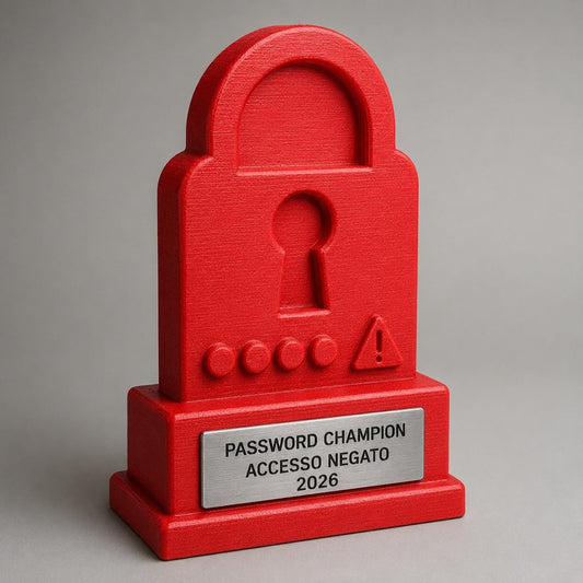 Trofeo Campione delle Password Dimenticate Personalizzato, Regalo Divertente per Collega, Amico o Informatico