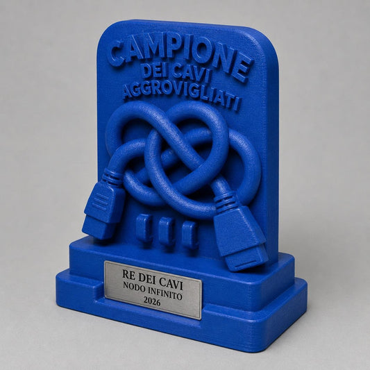 Trofeo Campione dei Cavi Aggrovigliati Personalizzato, Regalo Divertente per Amico, Collega, Tecnico o Informatico
