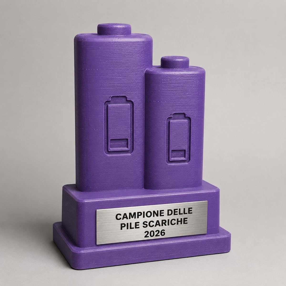 Trofeo Campione delle Pile Scariche Personalizzato, Regalo Divertente per Famiglia, Amico, Collega o Coinquilino