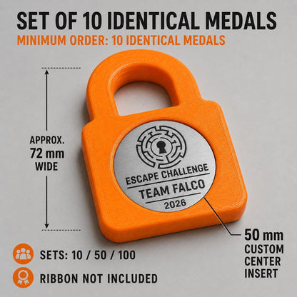 Set da 10 Medaglie Escape Room Tutte Uguali, Ordine minimo: 10 Medaglie Tutte Uguali, Premio Squadra Personalizzato