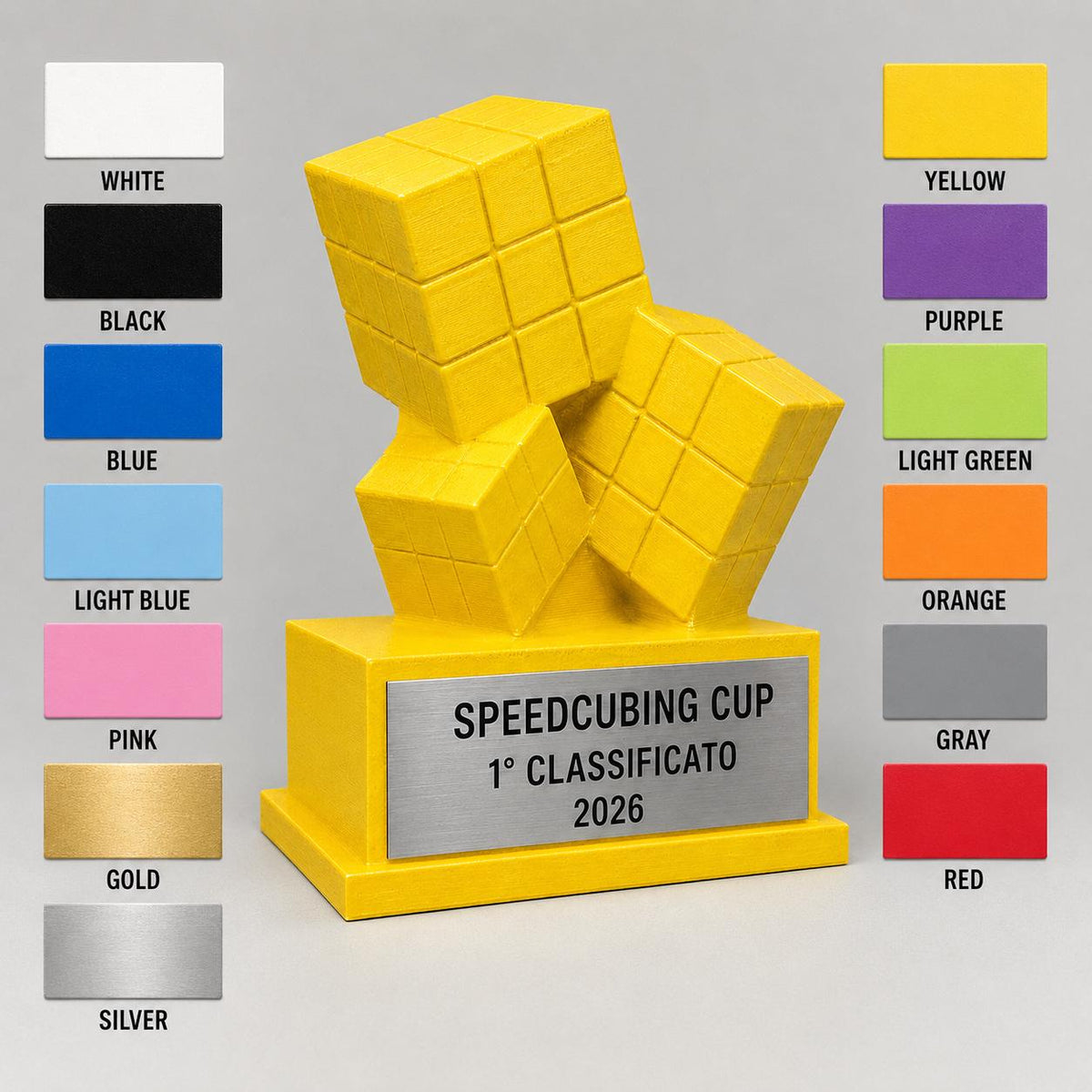 Trofeo Speedcubing Personalizzato, Premio Sportivo per Gare di Velocità, Club, Scuole e Associazioni