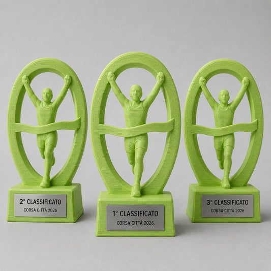 Set Trofei Running Traguardo Personalizzati, 3 6 o 10 Premi per Gare Podistiche, Club e Associazioni con Logo