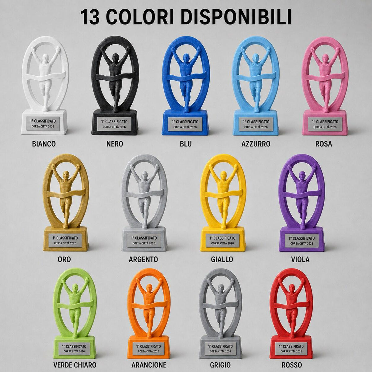 Set Trofei Running Traguardo Personalizzati, 3 6 o 10 Premi per Gare Podistiche, Club e Associazioni con Logo